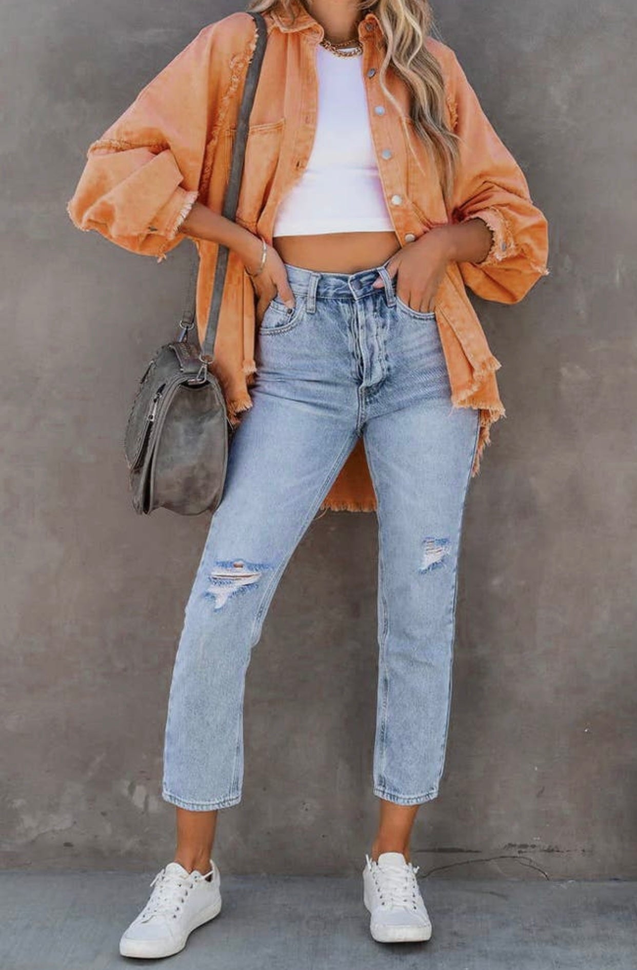 Orange Denim Jacket