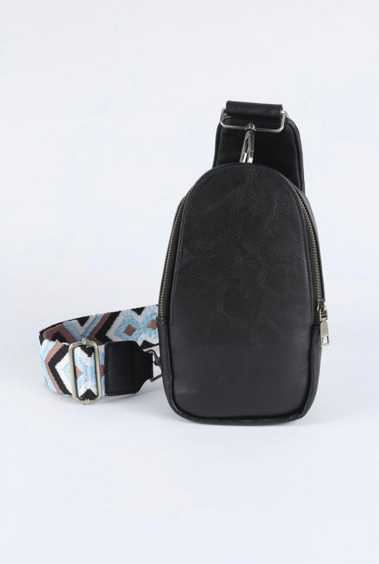 Black Faux Leather Crossbody Bag