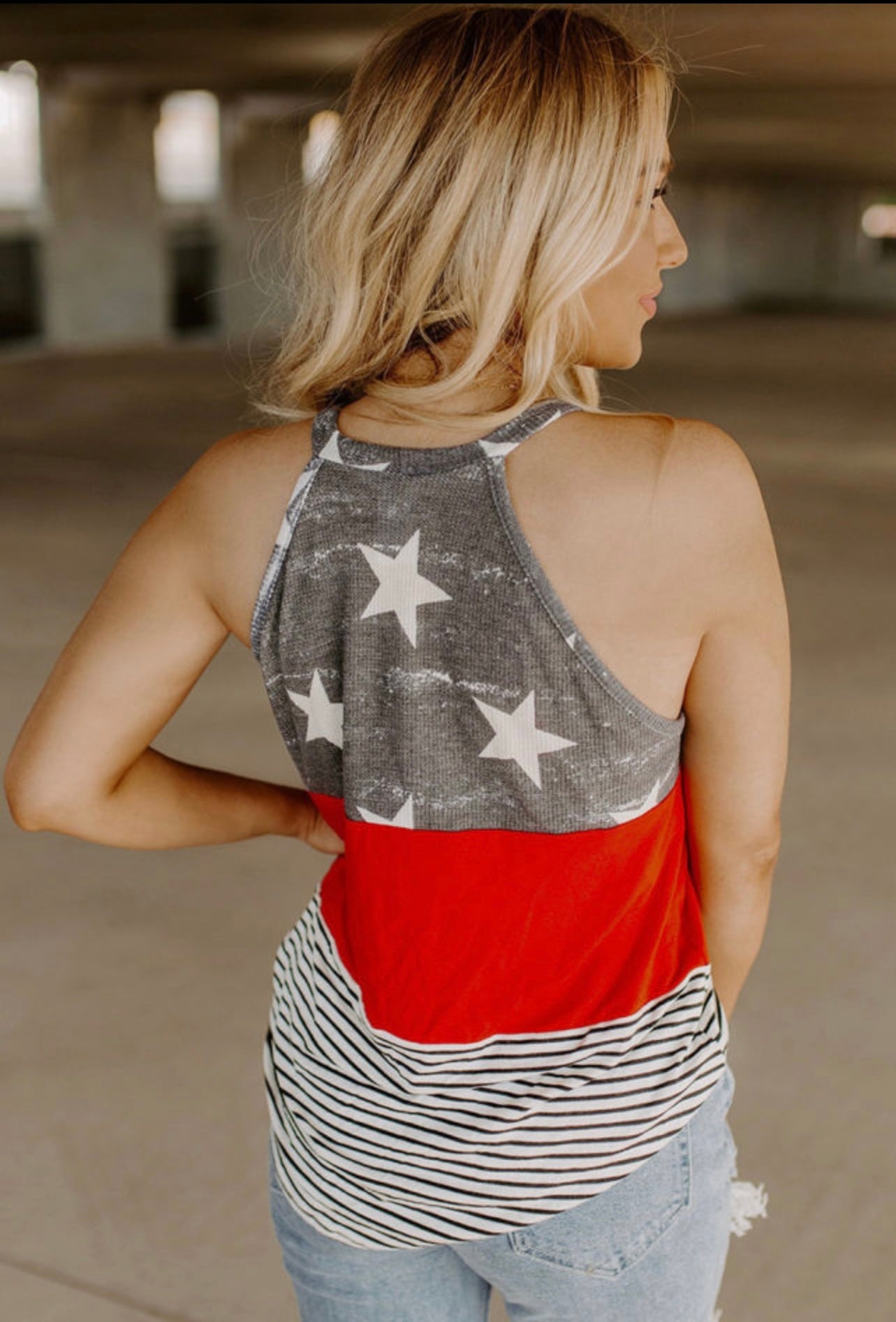 American Flag Color Block Tank